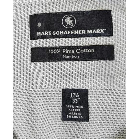 Hart Schaffner Marx XL Shirt White Gray Pima Cotton 17.5 33 LS Button Down Luxe - Picture 7 of 10
